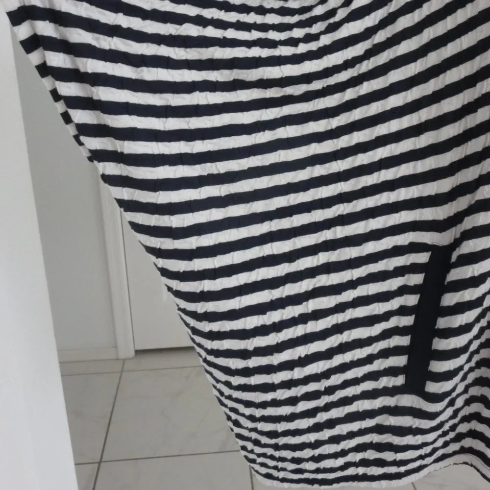 New JUDE Zip Front Hooded Striped Navy White Jacket Dolman Batwing Pockets NWT - Picture 9 of 14